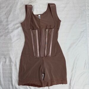 BBL Lipo Full Body Shapewear Bodysuit Tummy Control Waist Cincher Mauve XXL
